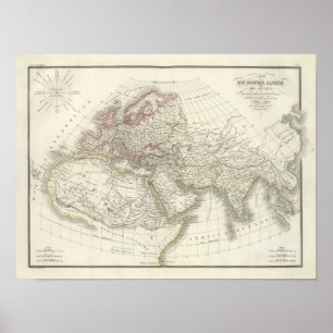 Karta av världen som är bekant till ancientsna poster