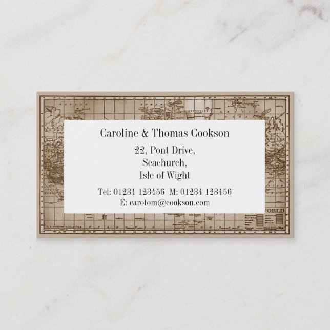 Karta av världen visitkort (Framsida)