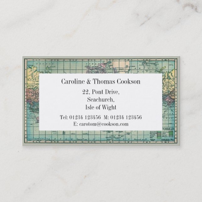 Karta av världen visitkort (Framsida)