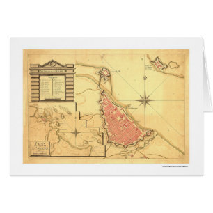 Karta av Veracruz, Mexico av G. de Bois 1798 Hälsningskort