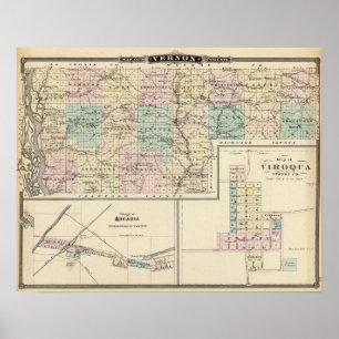 Karta av Vernon County, Arcadia och Viroqua Poster