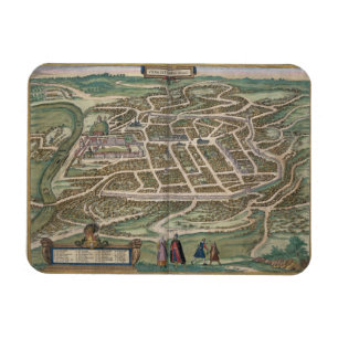 Karta av Vilnius, Litauen, från 'Civitates Orbis  Magnet
