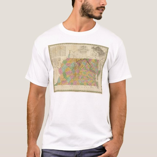 Karta av Virginia och Maryland Tee Shirt (Framsida)