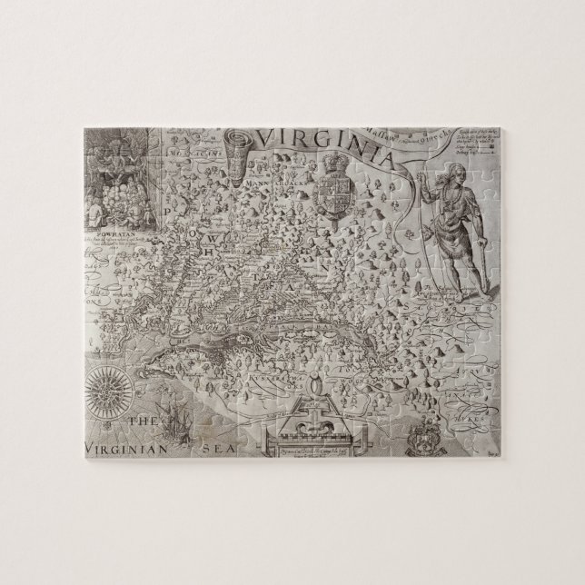 Karta av Virginia som upptäcks och beskrivas av Pussel (Horisontell)