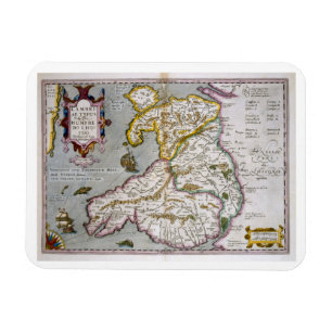Karta av Wales, publicerad c.1630 (räcka-färgat Magnet