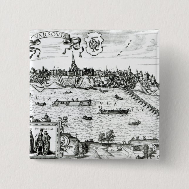 Karta av Warsaw, från "Civitates Orbis Terrarum" Knapp (Framsida)