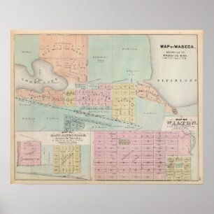 Karta av Waseca, Minnesota Poster