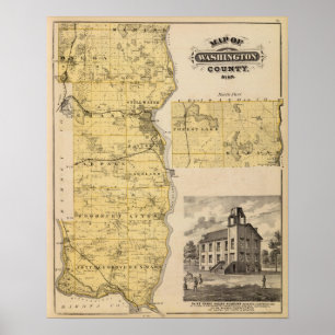 Karta av Washington County, Minnesota Poster