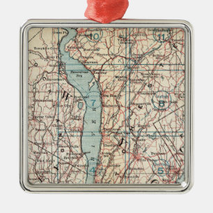Karta av Westchester County, New York Julgransprydnad Metall