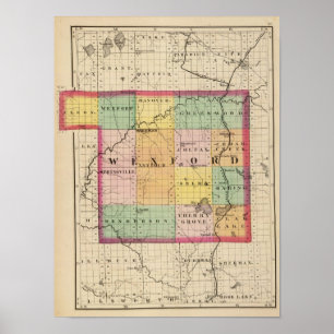 Karta av Wexford County, Michigan Poster