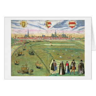 Karta av Wilnis, från "Civitates Orbis Terrarum" Hälsningskort