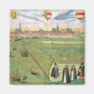 Karta av Wilnis, från "Civitates Orbis Terrarum" Magnet
