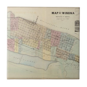 Karta av Winona, Minnesota Kakelplatta