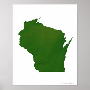Karta av Wisconsin Poster
