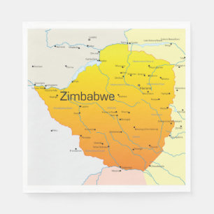 Karta av Zimbabwe pappra servetter