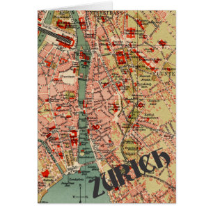Karta av Zurich Hälsningskort