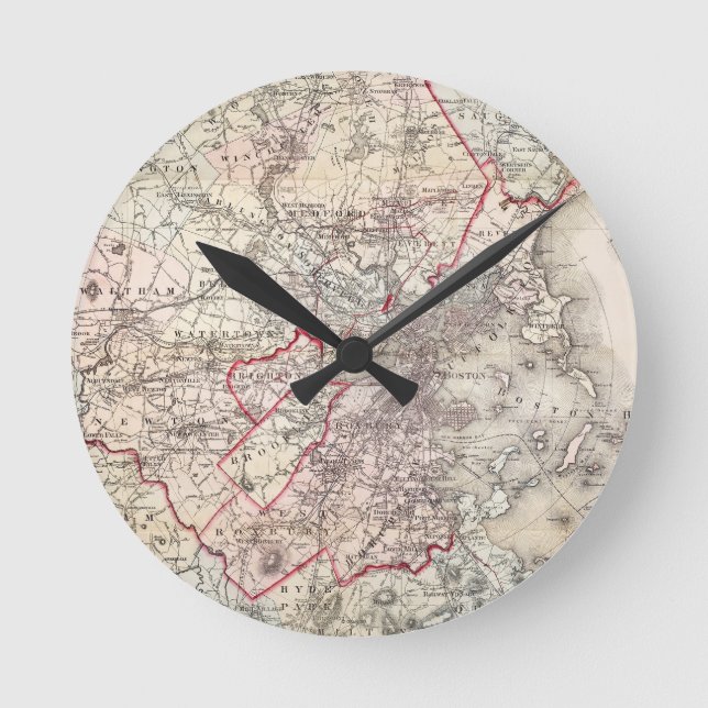 Karta: Boston 1883 Rund Klocka (Framsida)