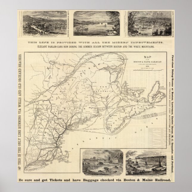 Karta Boston och Maine Railroad Poster (Framsidan)