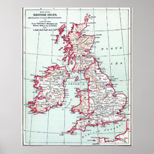 KARTA: BRITISH ISLES, c1890 Poster