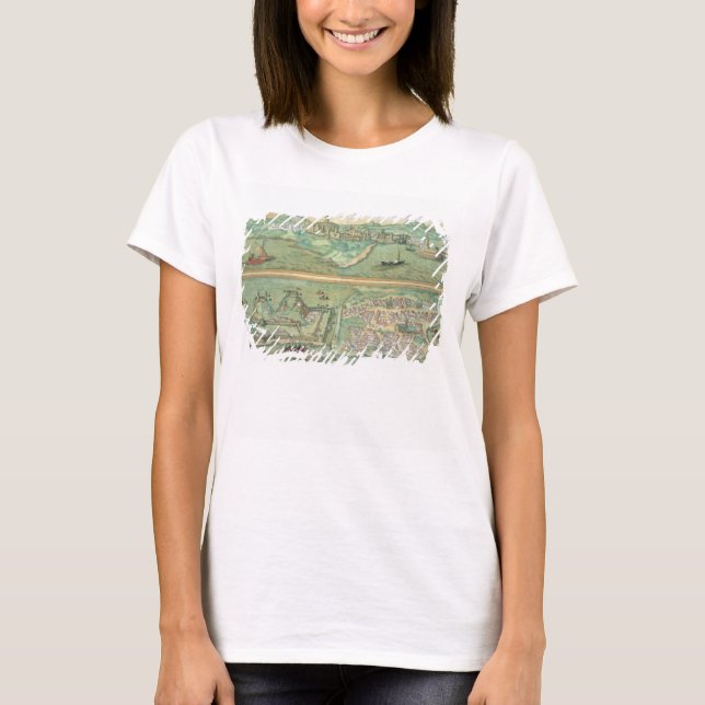 Karta Candia och Korfu, från Civitates Orbis Ter Tee Shirt (Framsida)