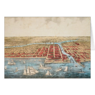 KARTA: CHICAGO, c1857 Hälsningskort