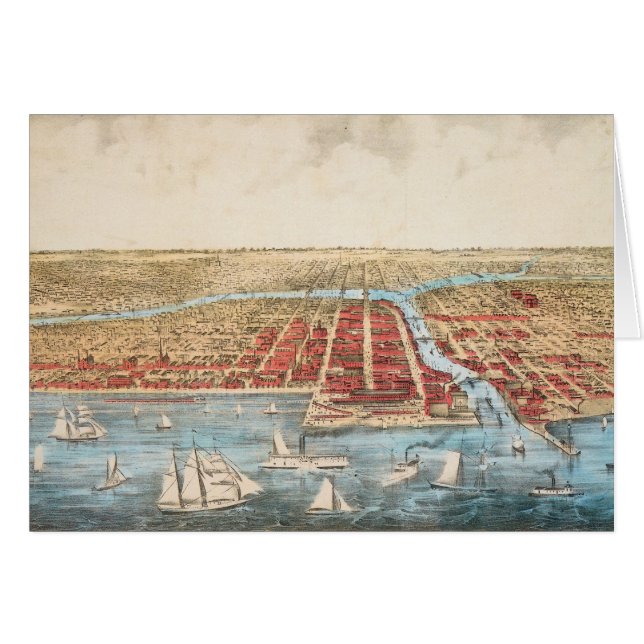 KARTA: CHICAGO, c1857 Hälsningskort (Framsidan Horizontal)