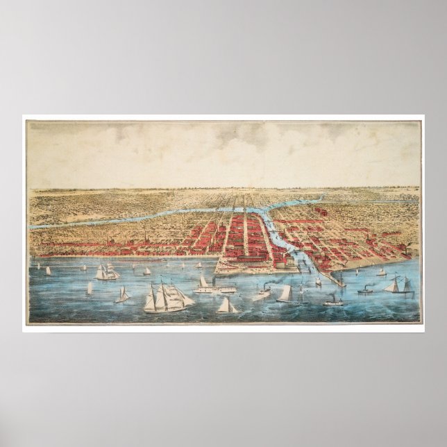 KARTA: CHICAGO, c1857 Poster (Framsidan)