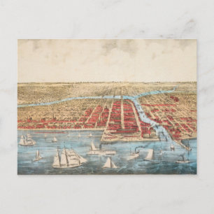 KARTA: CHICAGO, c1857 Vykort