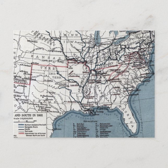 KARTA: CIVIL KRIG, 1861 VYKORT (Framsida)