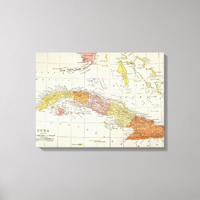 KARTA: CUBA, 1900 CANVASTRYCK (Framsida)