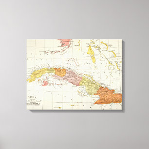 KARTA: CUBA, 1900 CANVASTRYCK