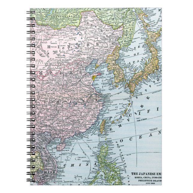 KARTA: EAST ASIA 1907 ANTECKNINGSBOK MED SPIRAL (Framsidan)