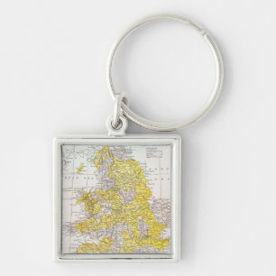 KARTA: ENGLAND & WALES FYRKANTIG SILVERFÄRGAD NYCKELRING