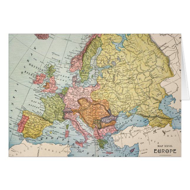 KARTA: EUROPA 1885 HÄLSNINGSKORT (Framsidan Horizontal)