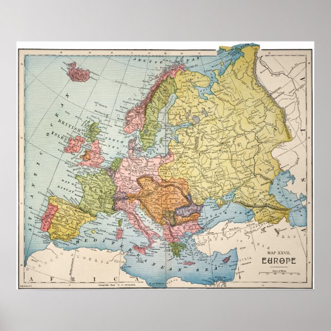 KARTA: EUROPA, 1885 POSTER (Framsidan)