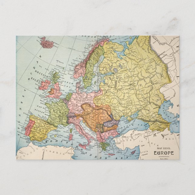 KARTA: EUROPA, 1885 VYKORT (Framsida)