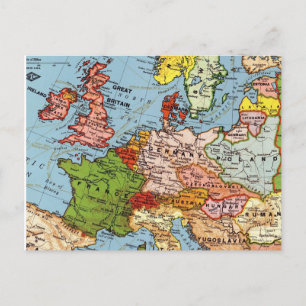 Karta Europe Frankrike Scotland Ireland More vycar Vykort