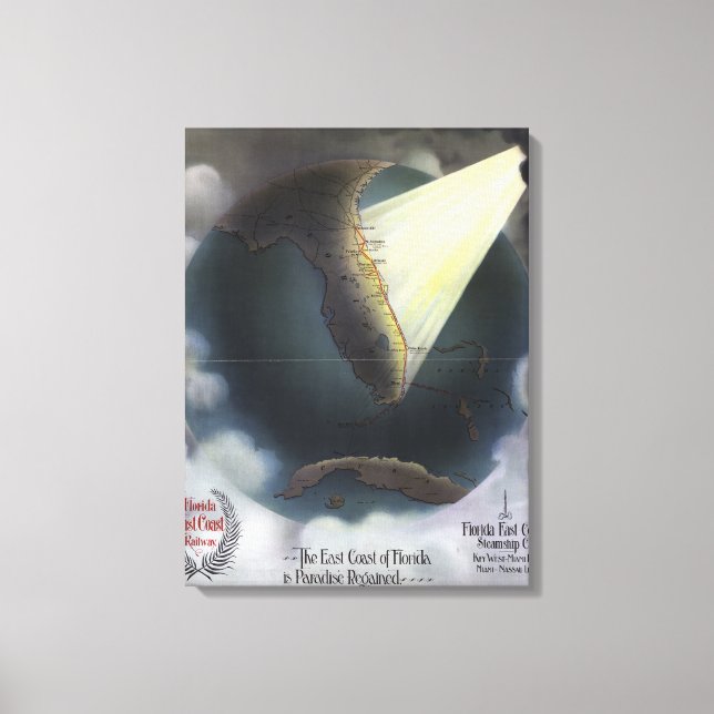 KARTA: FLORIDA, 1898 CANVASTRYCK (Framsida)