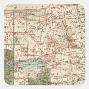 Karta för 1880 framsteg av de geografiska fyrkantigt klistermärke