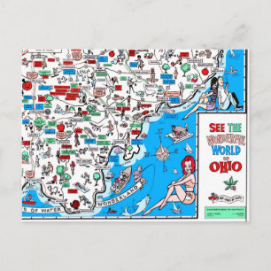 Karta för Athens Portsmouth Marietta retro Vykort