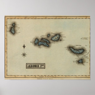 Karta för Azore ökartbok Poster
