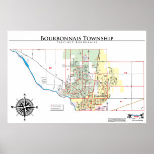 Karta för Bourbonnais församlingpolisdistrikt Poster
