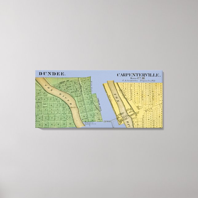 KARTA FÖR CARPENTERSVILLE DUNDEE ILLINOIS 1871 CANVASTRYCK (Framsida)