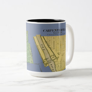KARTA FÖR CARPENTERSVILLE DUNDEE ILLINOIS 1871 Två-Tonad MUGG