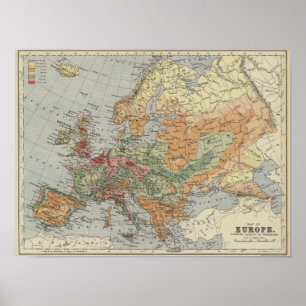 Karta för europé för befolkningtäthet poster