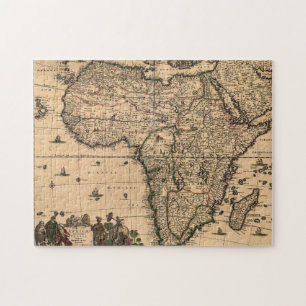 Karta för gammal värld 1688 av afrikapusselleken pussel