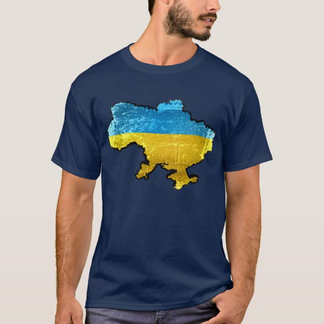 Karta för GrungeUkraina flagga T Shirt (Framsida)