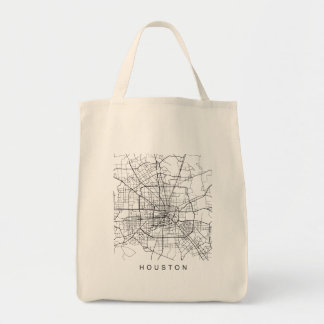 Karta för Houston TX mörk design för Minimalist Tygkasse