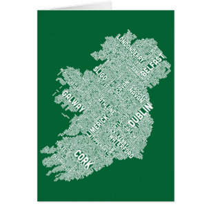 Karta för Irland Eire stadstext Hälsningskort