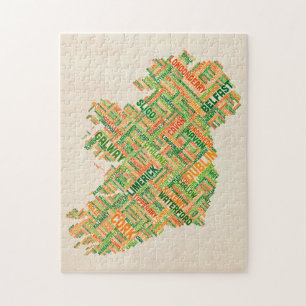 Karta för Irland Eire stadstext Pussel
